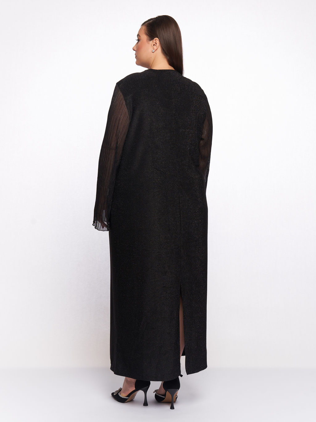 Платье с прозрачными рукавами PP51427BLK01