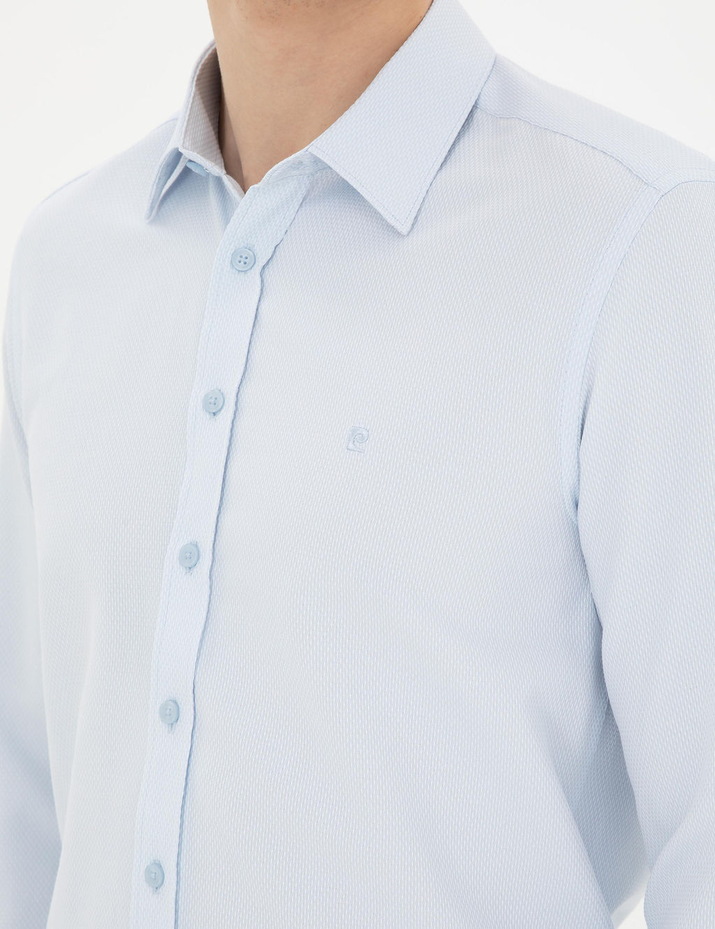 Рубашка Pierre Cardin Slim Fit с длинным рукавом светло-голубая