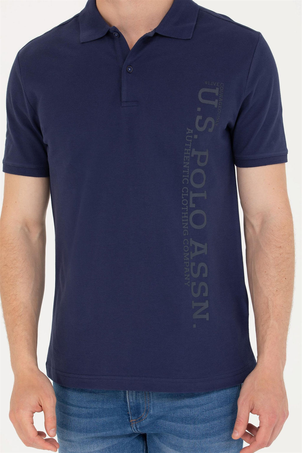 U. S. Polo Assn Мужская темно-синяя футболка с воротником-поло - U.s. polo assn фото 13