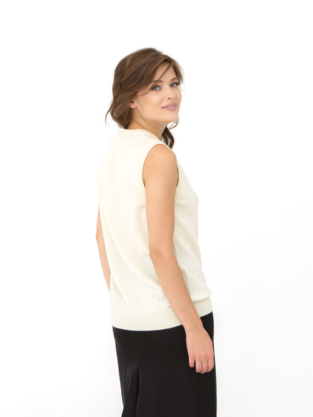 Кофта из кашемира женская KW030190-E сливочная
