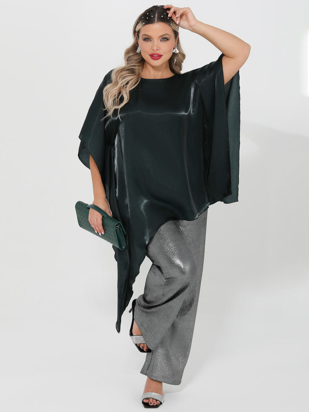 Блузка-накидка 0447-1с темно-зеленый