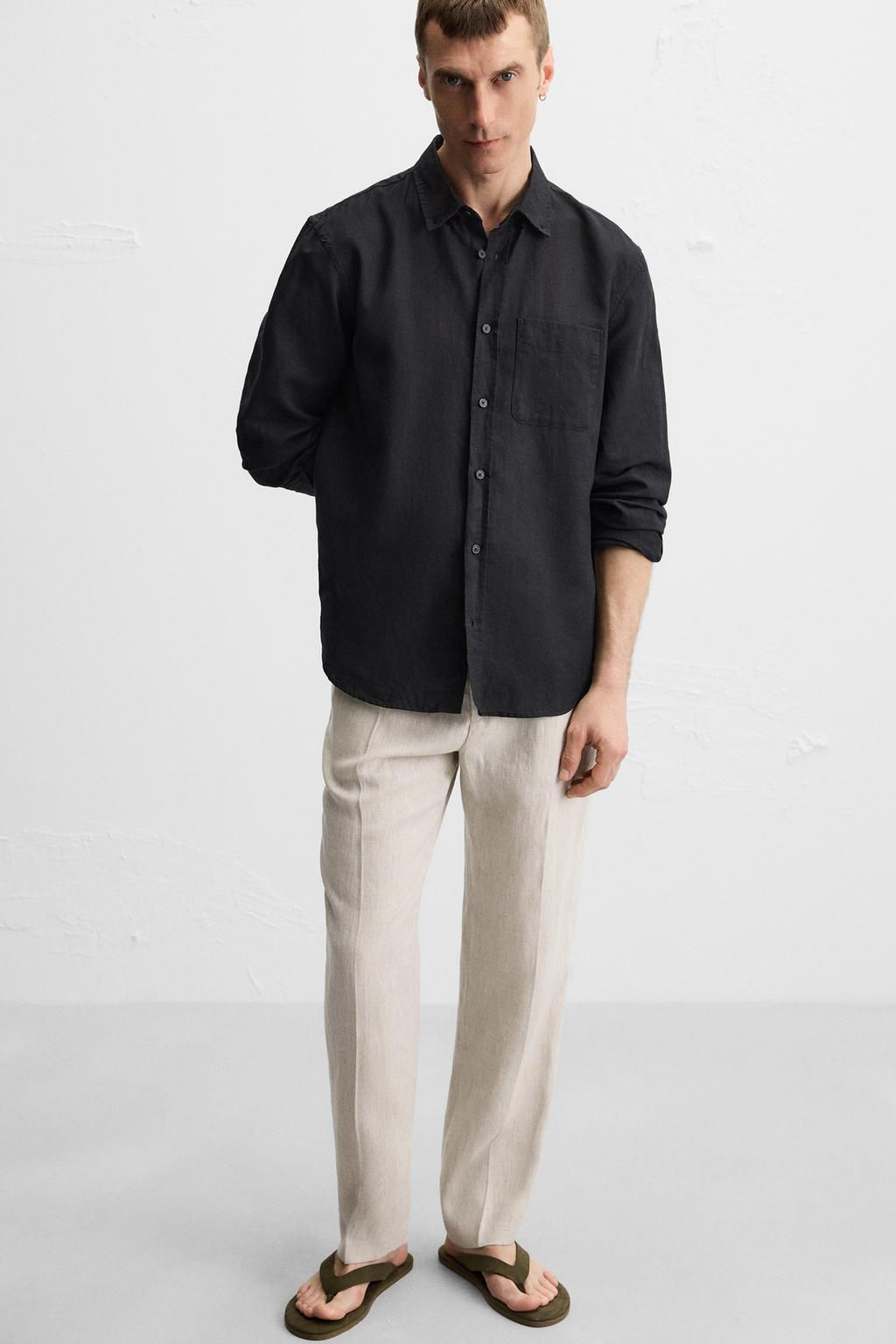 100% LINEN PLEATED TROUSERS - Zara фото 17