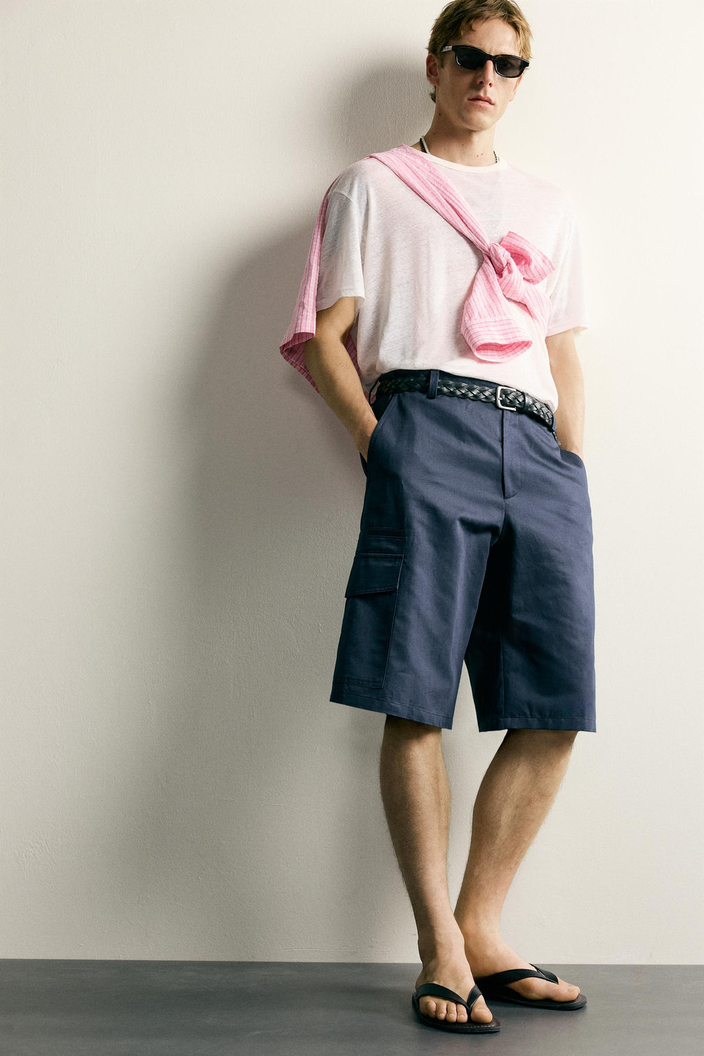 BERMUDA CARGO RELAXED FIT ALGOD?N - LINO / Azul / Marino - Zara фото 6