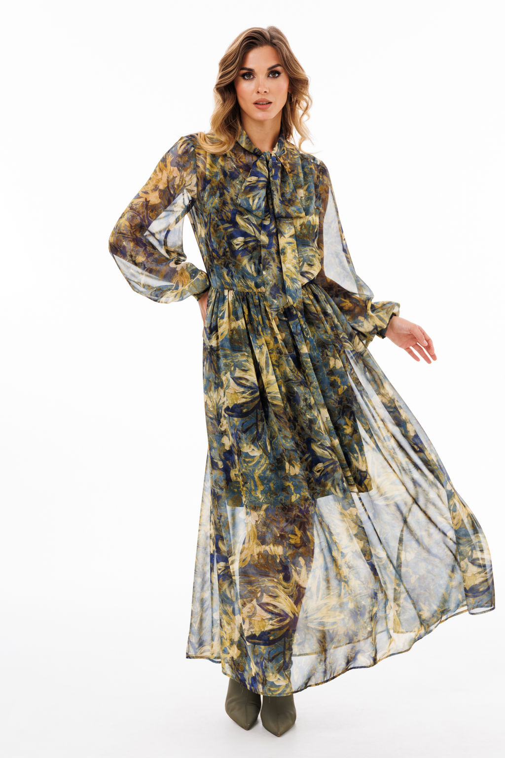 Платье Eola 2900 из шифона с принтом X-образного силуэта фото 12