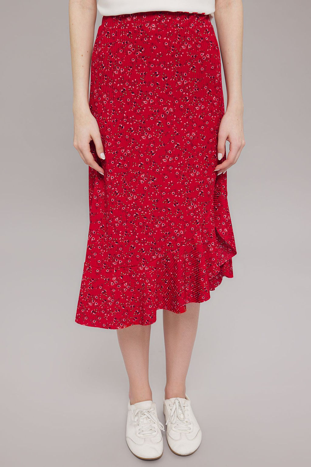 TRENDYOLMILLA K?rm?z? Bask?l? Buzgu Detayl? ve Volanl? Yuksek Bel Esnek Etek TWOSS21ET0029 фото 54