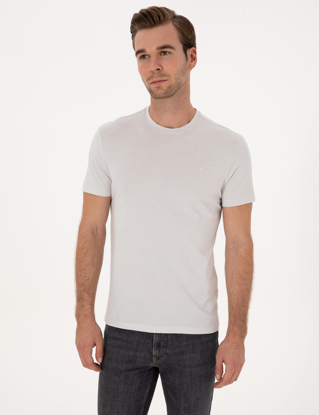 Ta_ Slim Fit %100 Pamuk Bisiklet Yaka Basic T-shirt