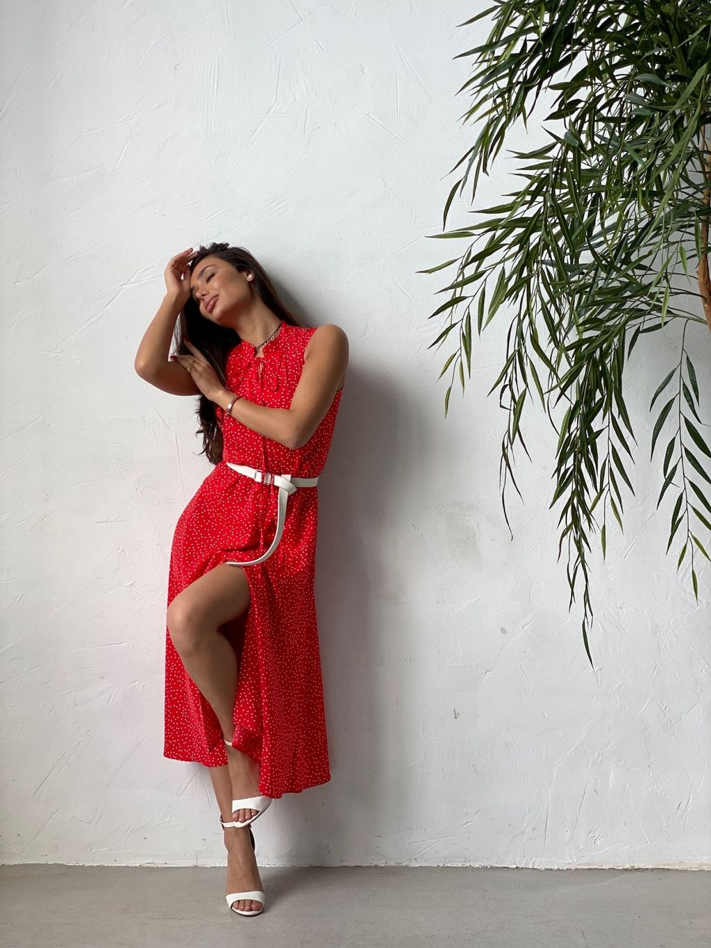 Платье, как из к/ф Красотка, красное в хаотичный горошек - Martichelli фото 19