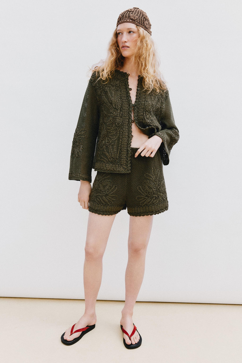 SHORTS COMBINADOS CROCHET / Khaki - Zara фото 6