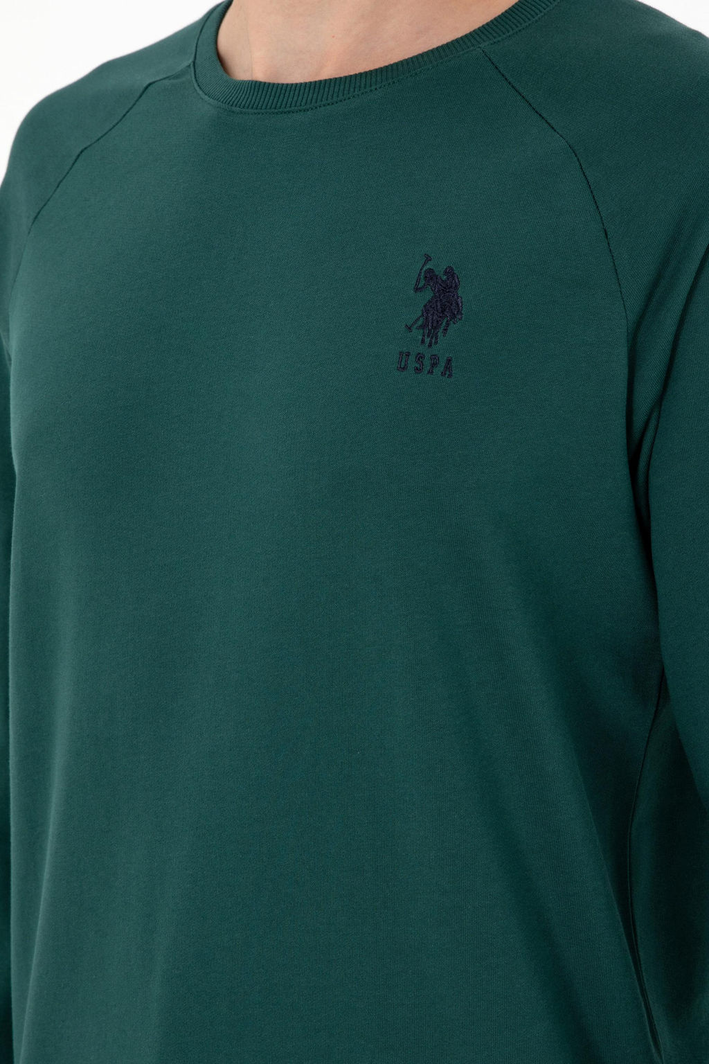 Мужской темно-зеленый базовый свитшот - U.s. polo assn фото 7