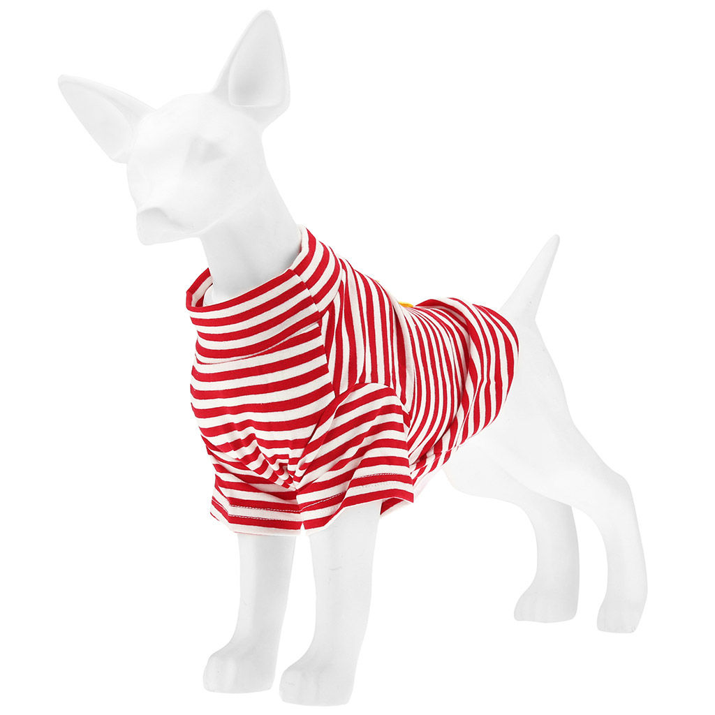 Пэт тойс (Pet toys) Одежда для собаки Тельняшка с принтом, р-р M, длина спинки 27см/обхват груди 40см/обхват шеи 26см, цвет-красно-белый, 100% полиэстер (Китай) - Домашняя мода фото 4