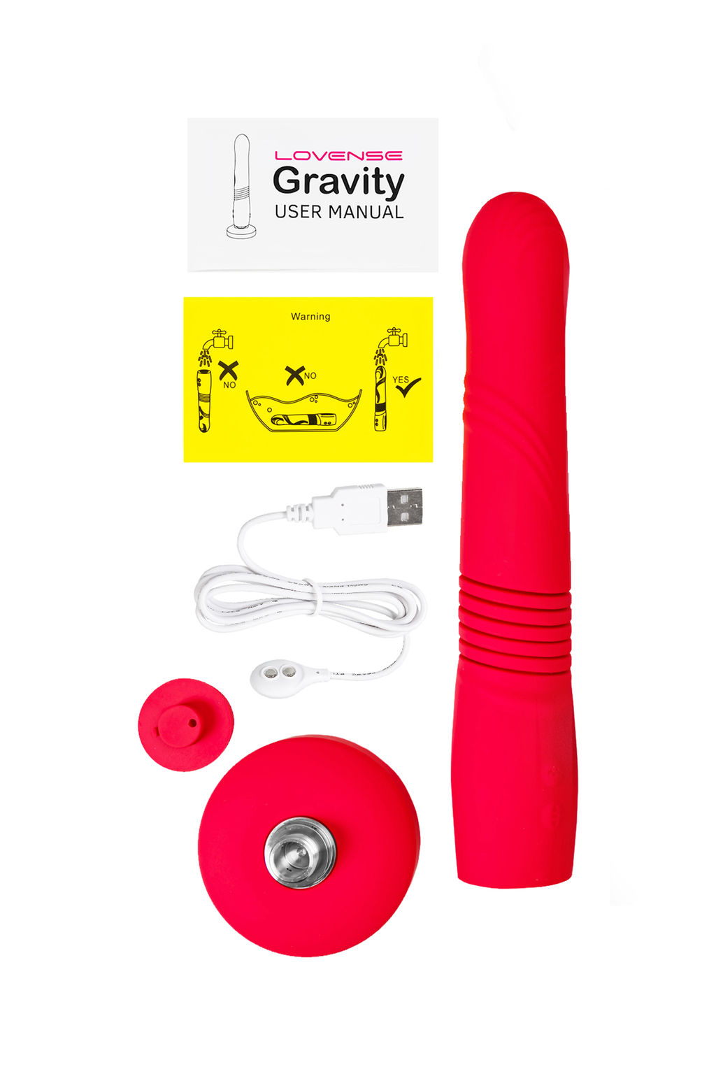 Фрикционный фаллоимитатор с вибрацией LOVENSE Gravity, красный, силикон, 25,9 см