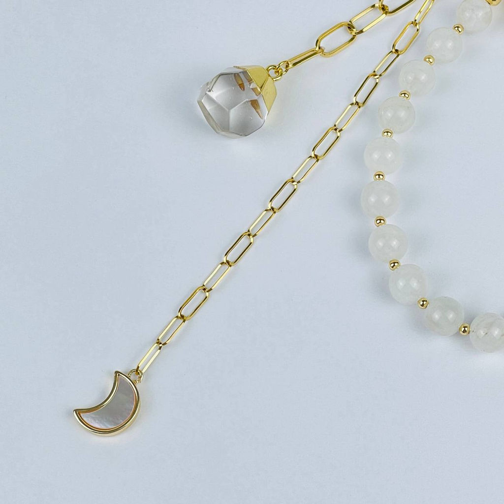 Брелок из Лунного камня и Горного Хрусталя - Радуга самоцветов фото 2