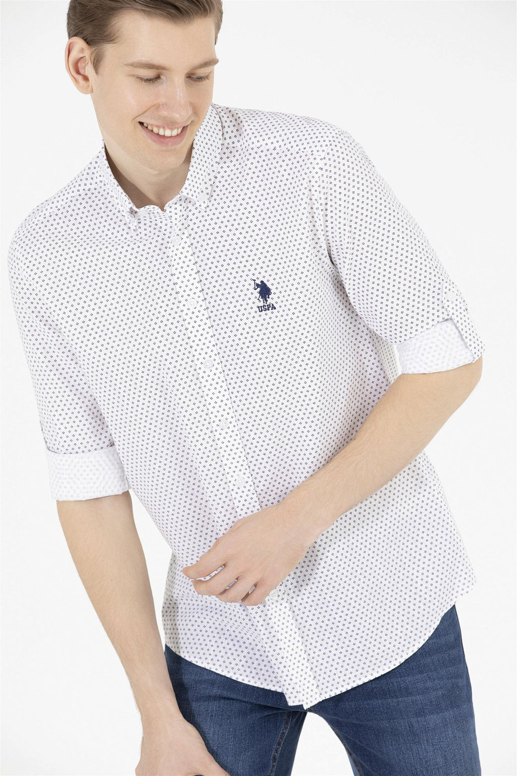 U. S. Polo Assn Мужская темно-синяя рубашка с длинным рукавом - U.s. polo assn фото 10