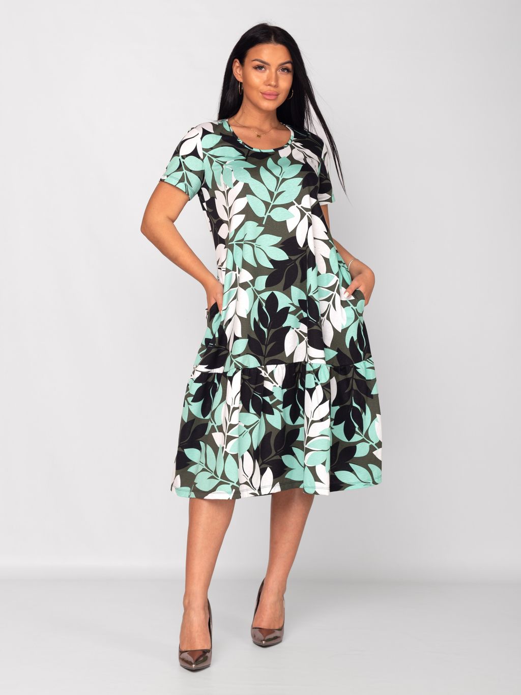 Платье женское кулирка "АГНИЯ" ЗЕЛЕНЬ