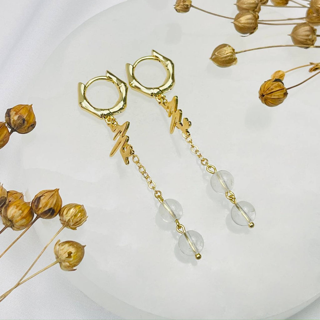 Серьги на цепочке из Горного Хрусталя