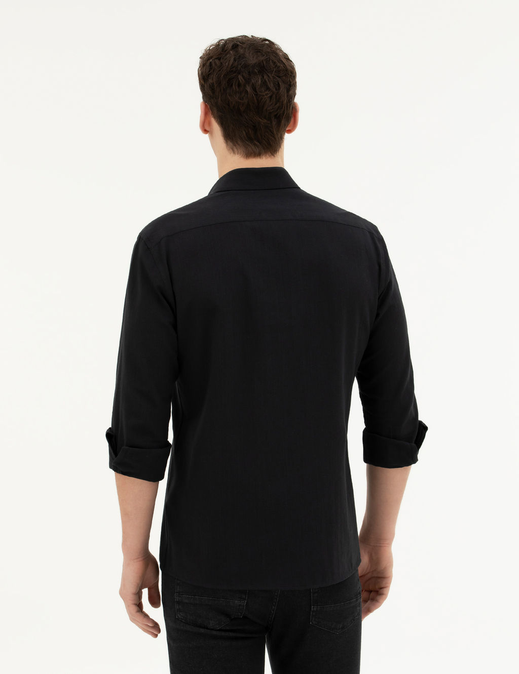 Siyah Slim Fit Uzun Kollu G_mlek