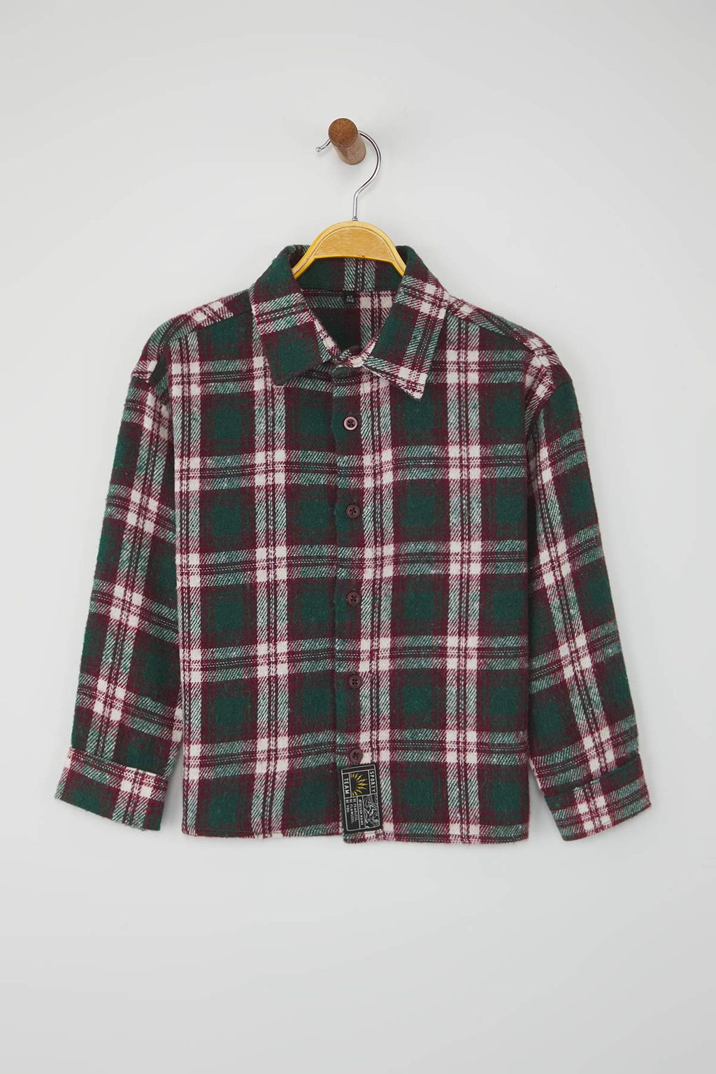 Bordo 100% Pamuk Ekose Oduncu/Flanel Gomlek Yaka Regular Dokuma Erkek Cocuk Gomlek TKDAW26GO00001 - Trendyolmilla фото 2