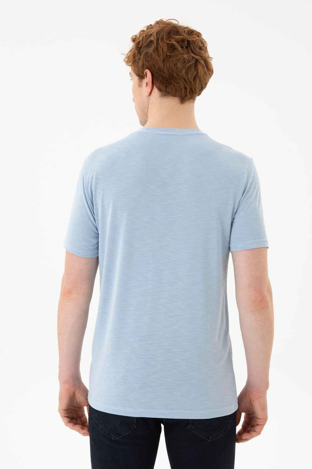 Мужская голубая базовая футболка - U.s. polo assn фото 12