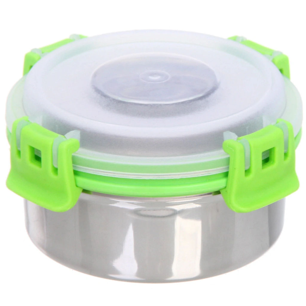 Набор Ланч-бокс 2шт 10*6см из нержавеющей стали с пластиковой крышкой в чехле