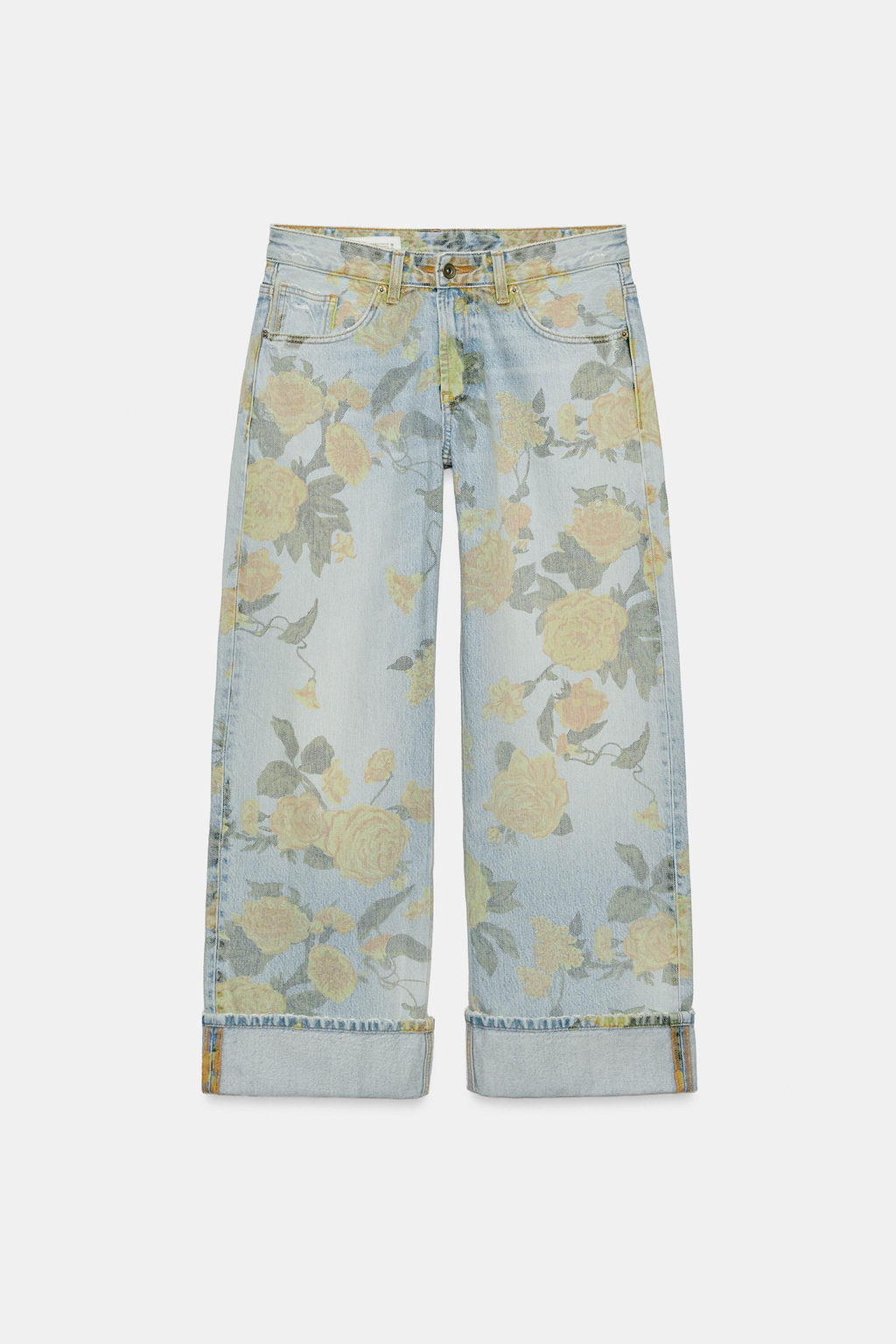 JEANS TRF LOOSE FOLDED ESTAMPADO TIRO BAJO / Celeste - Zara фото 2