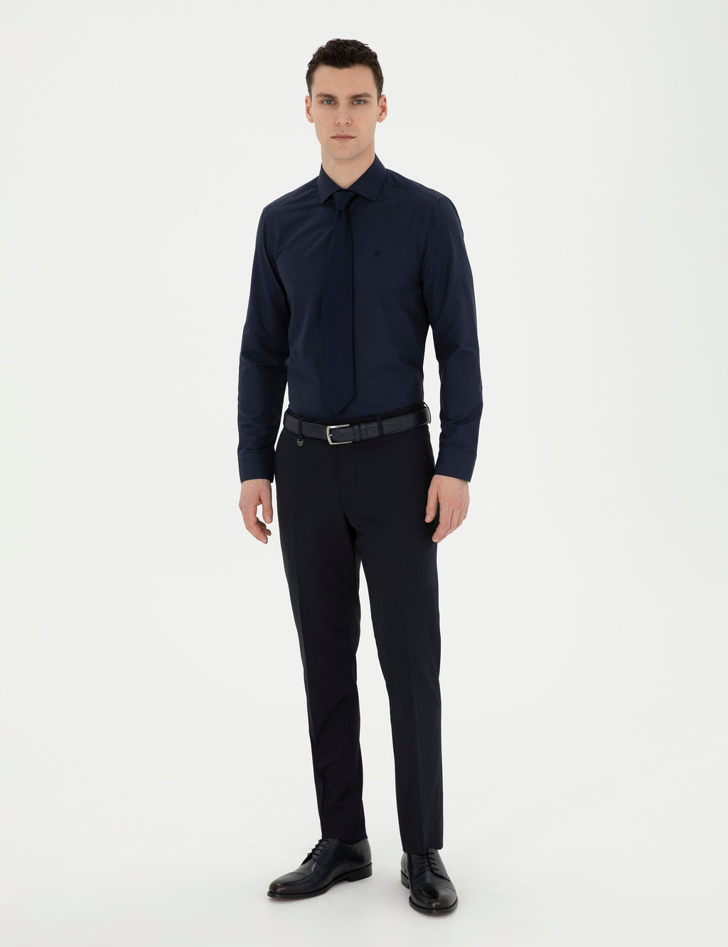 Lacivert Slim Fit Uzun Kollu Basic G_mlek