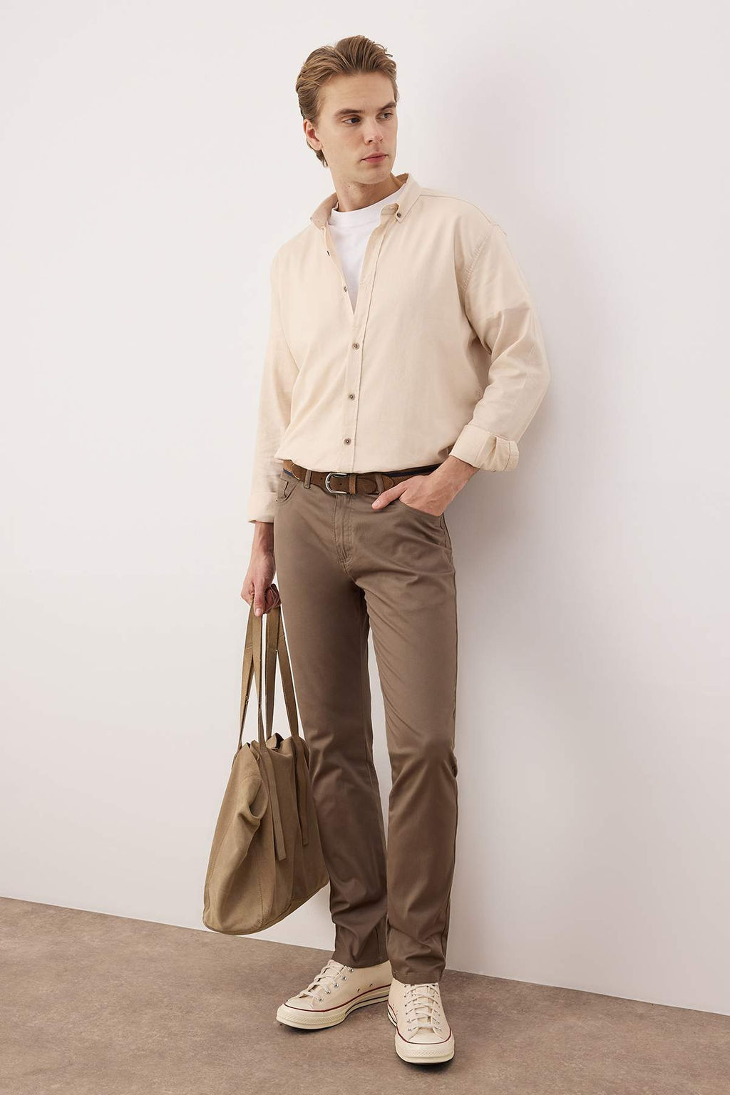 Haki Erkek Dokulu Kumas Pantolon TMNAW26PL00027 - Trendyolmilla фото 2