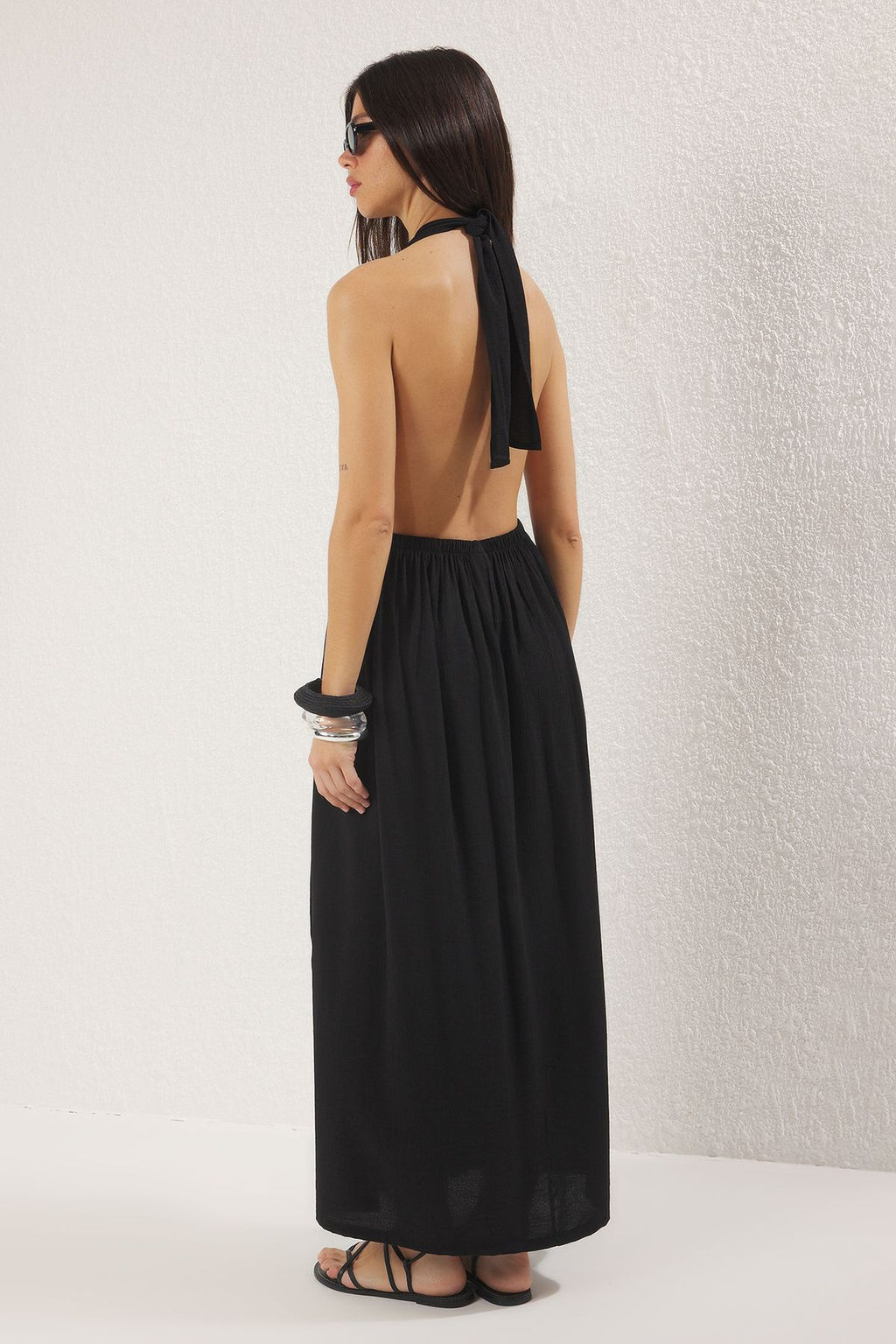 Trendyolmilla Ekru Maxi Dokuma Plaj Elbise TBESS25EL00114 фото 11