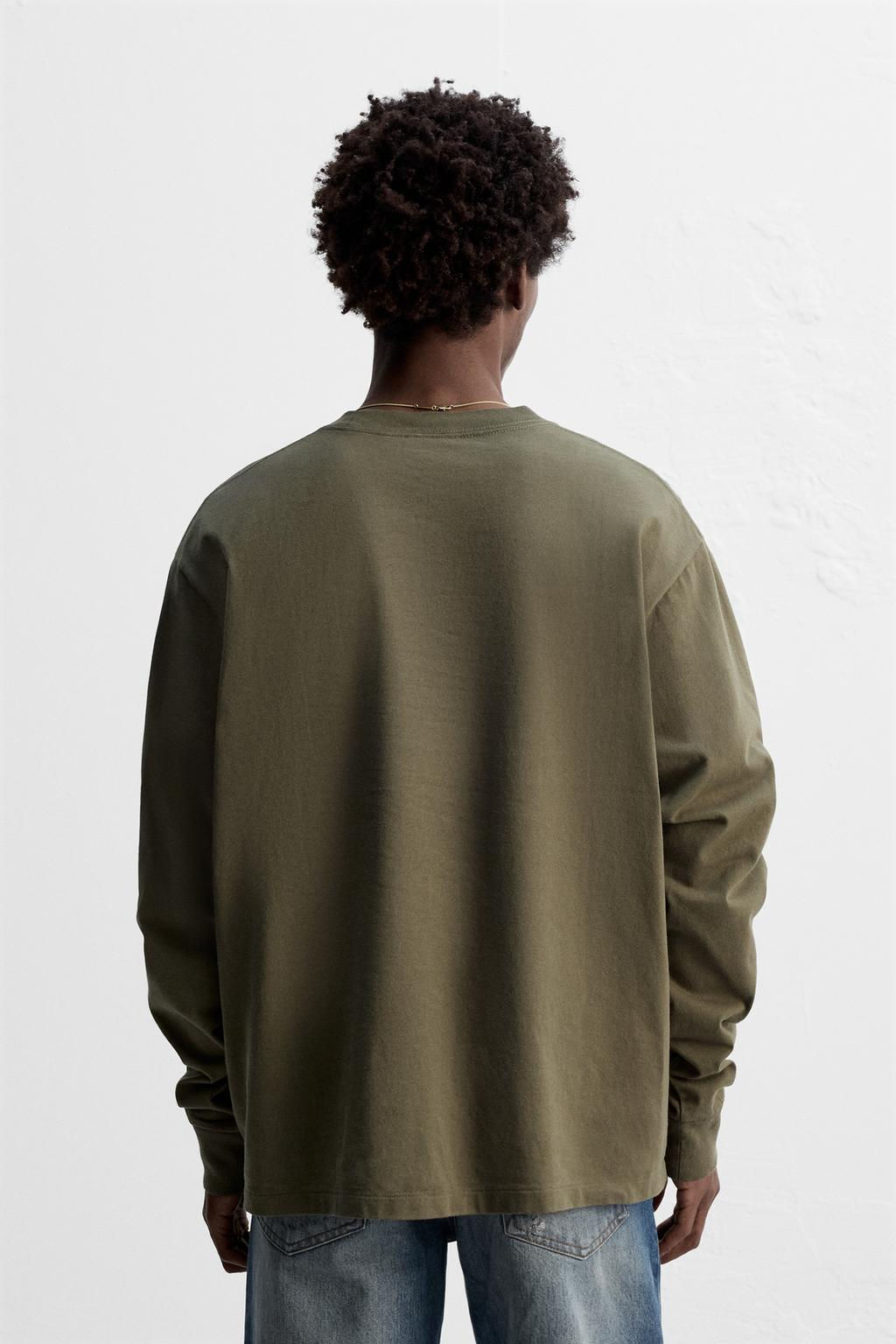 MEDIUM WEIGHT LONG SLEEVE T-SHIRT - Zara фото 12