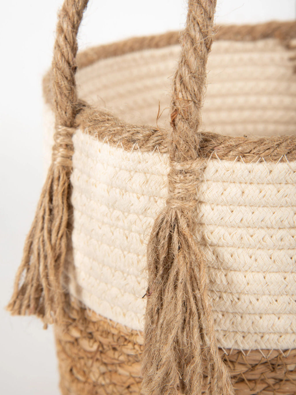 Корзина плетеная NEW, размер M, цвет белый/бежевый, арт JH-11127-1