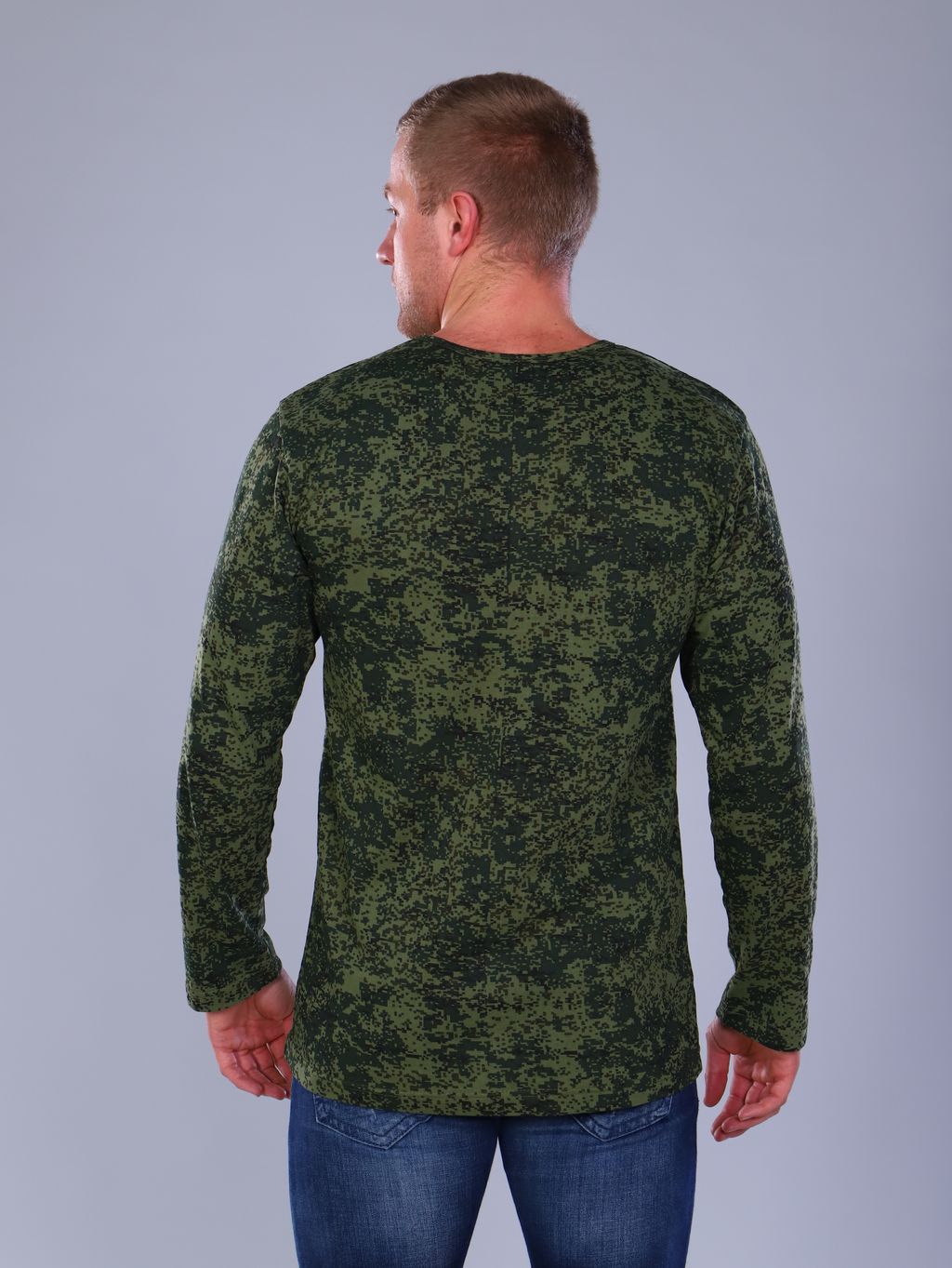 Футболка мужская длинный рукав из кулирки цифра зеленый - Амадэль фото 2