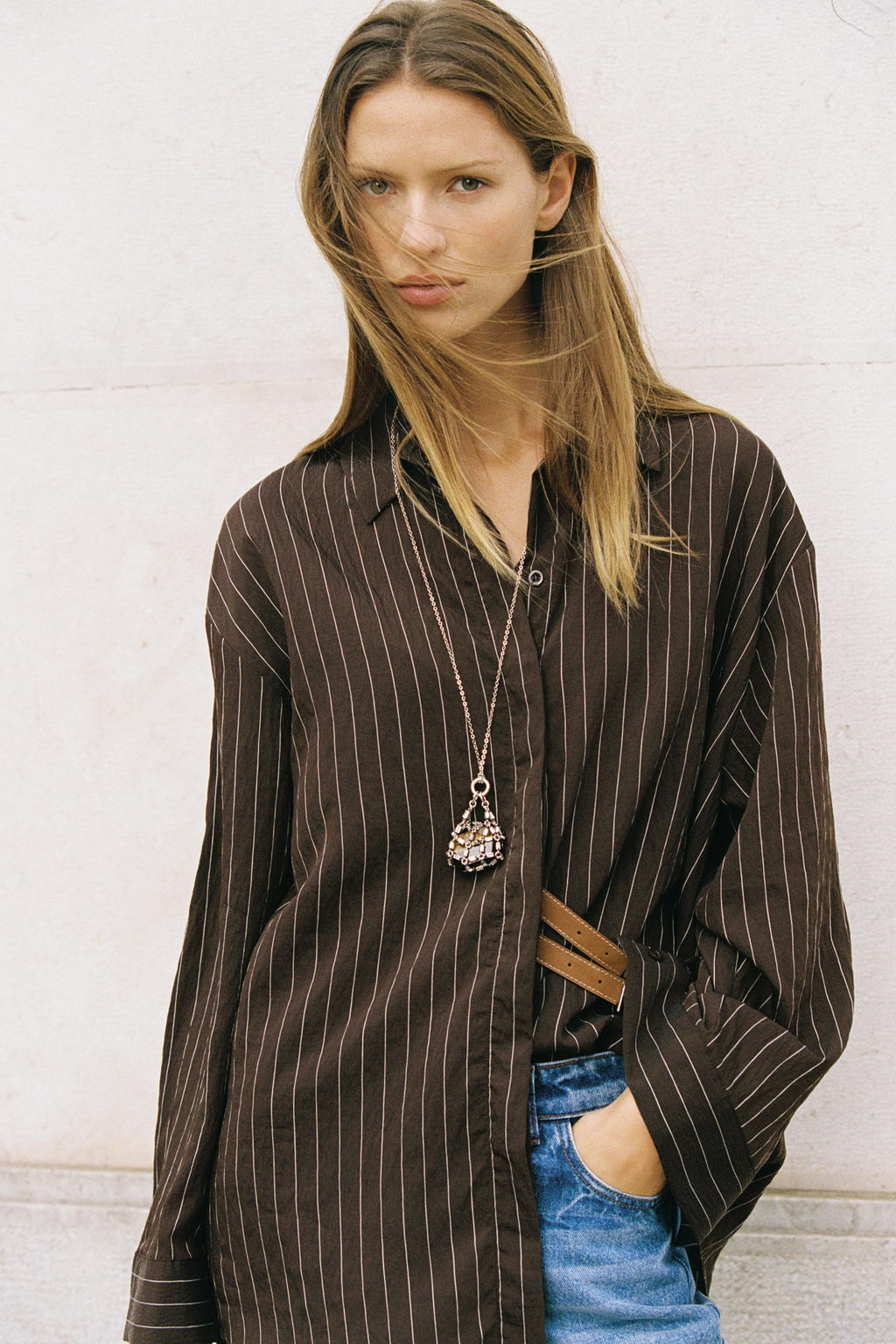 STRIPED SHIRT WITH BUCKLES - Zara фото 13