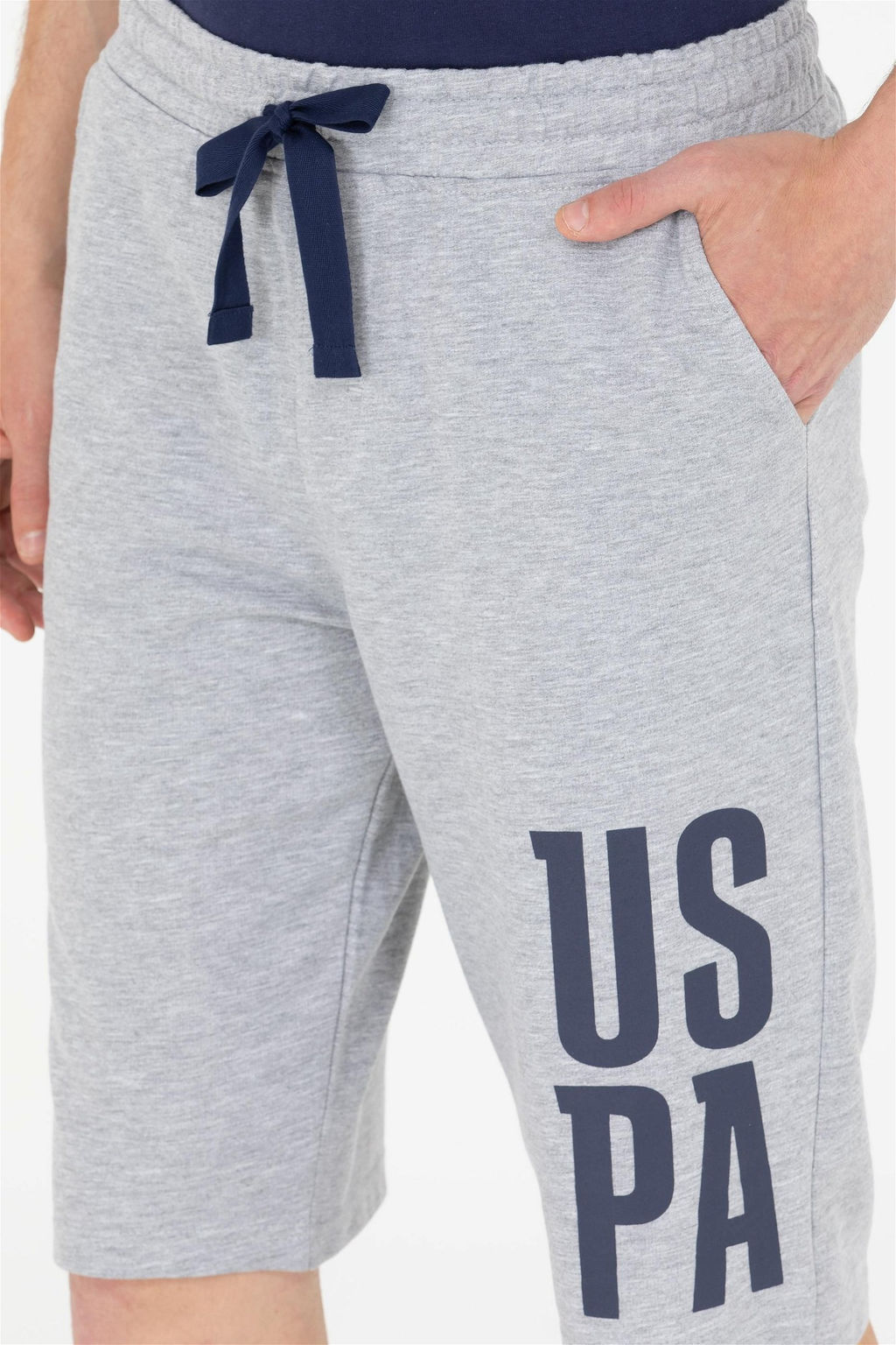 Мужские серые меланжевые вязаные шорты - U.s. polo assn фото 6