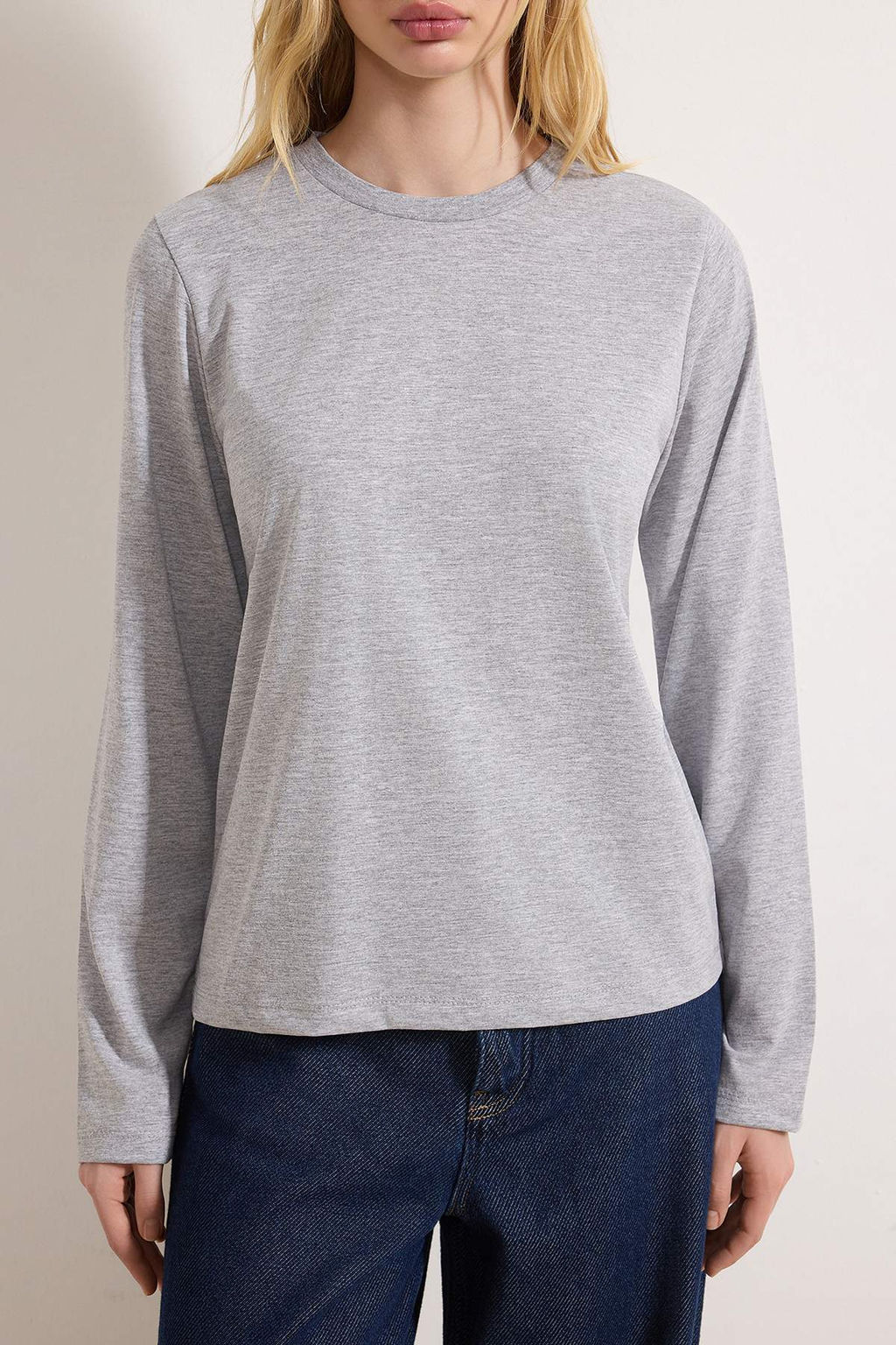 Siyah-Gri 2li Paket %100 Pamuk Bisiklet Yaka Regular/Normal Kesim Orme T-Shirt TWOAW25TS00001