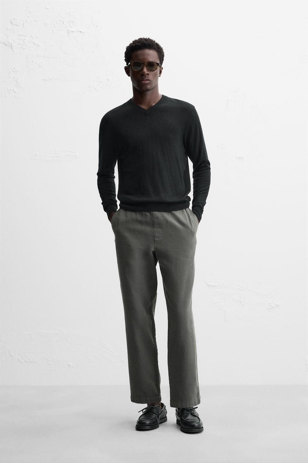 RELAXED FIT TEXTURED TROUSERS - Zara фото 27