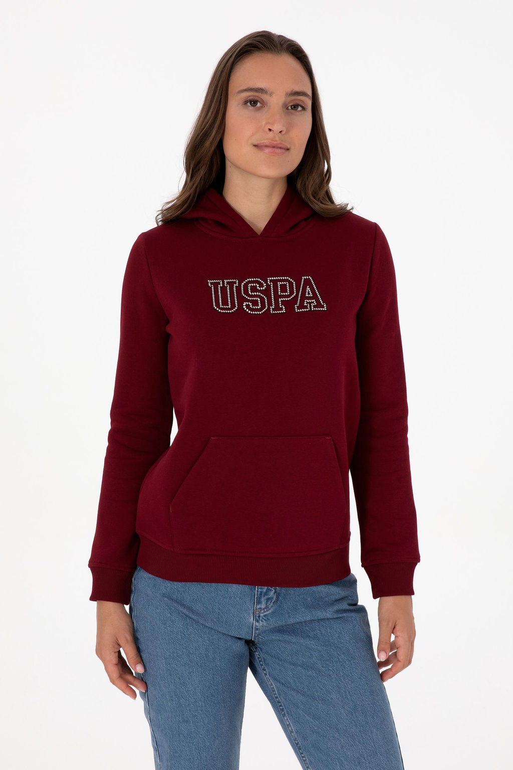 Kad_n Bordo _ardonlu Kap__onlu Basic Sweatshirt - U.s. polo assn фото 3