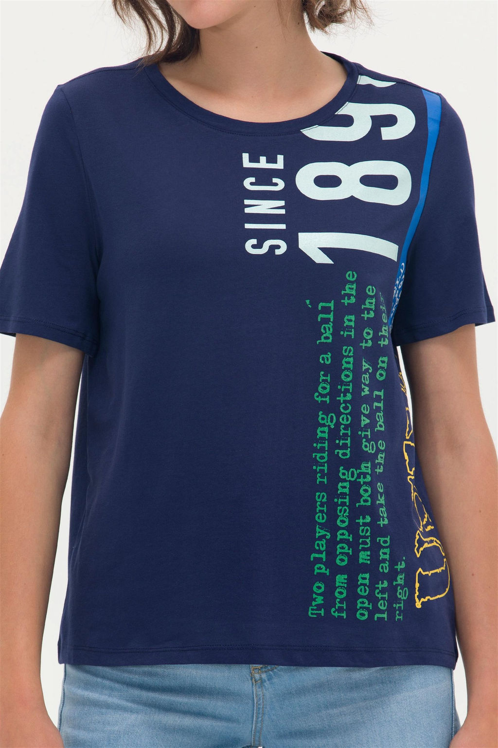 Женская темно-синяя футболка с круглым вырезом Неожиданная скидка в корзине - U.s. polo assn фото 6