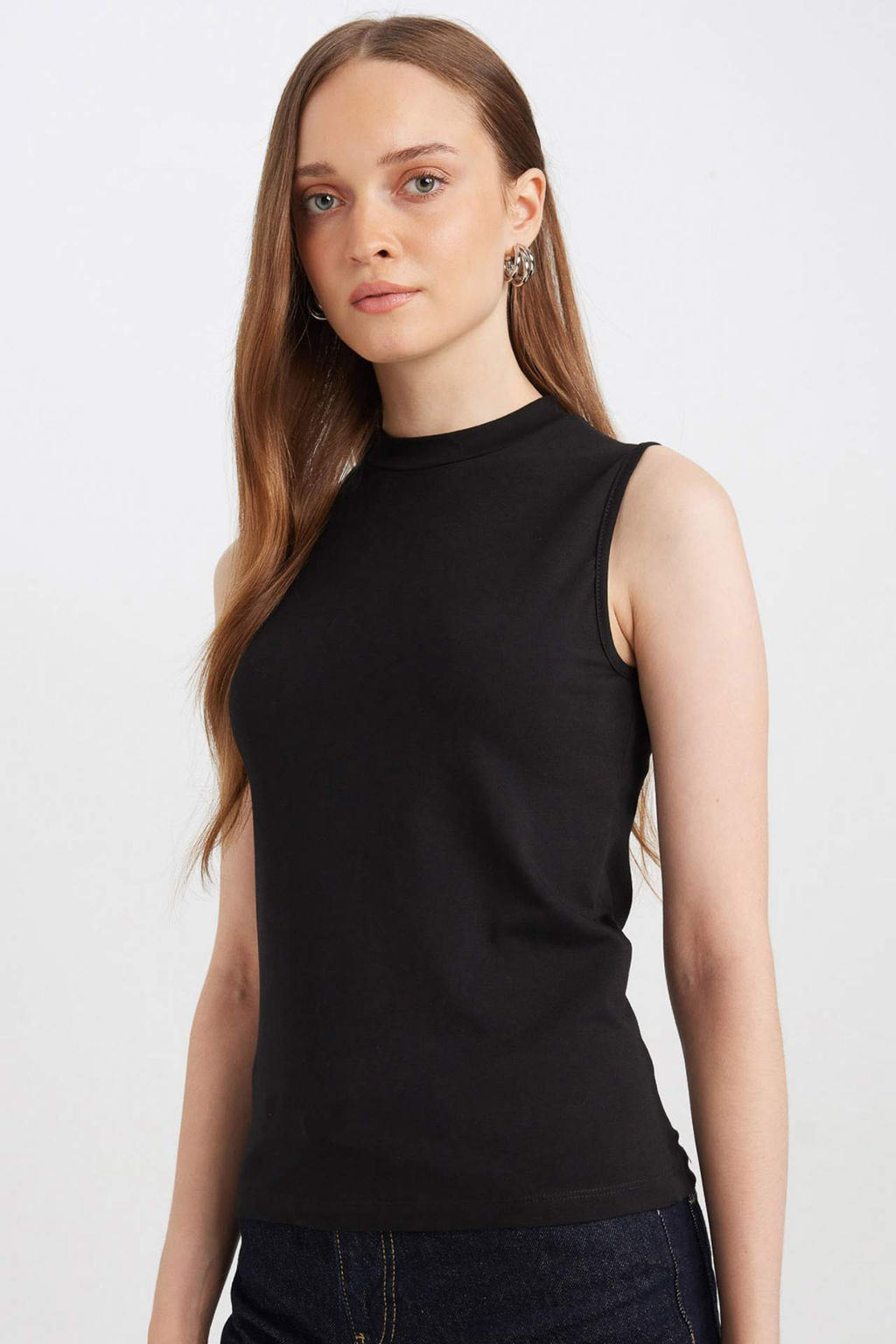 Bisiklet Yaka Kolsuz Basic Duz Tisort Tunik - Defacto фото 2