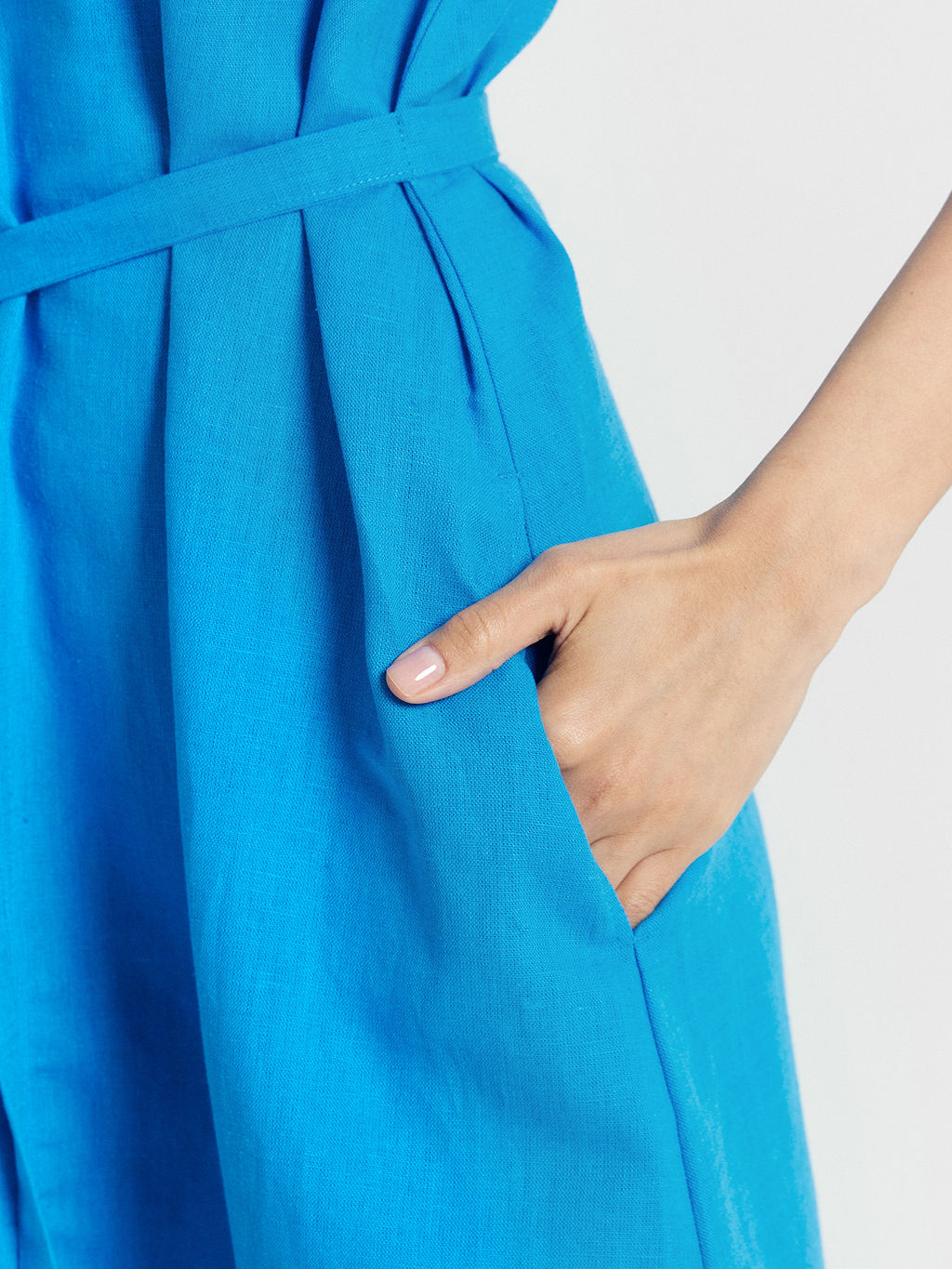 Сарафан женский лазурно-голубой изо льна и хлопка - Mark formelle фото 7