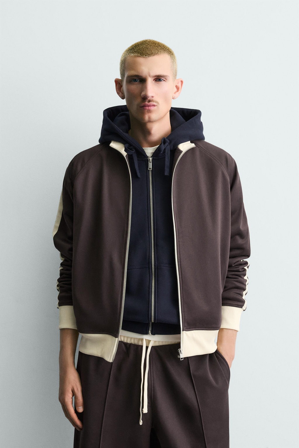 SUDADERA BANDAS CREMALLERA / Granate oscuro - Zara фото 2