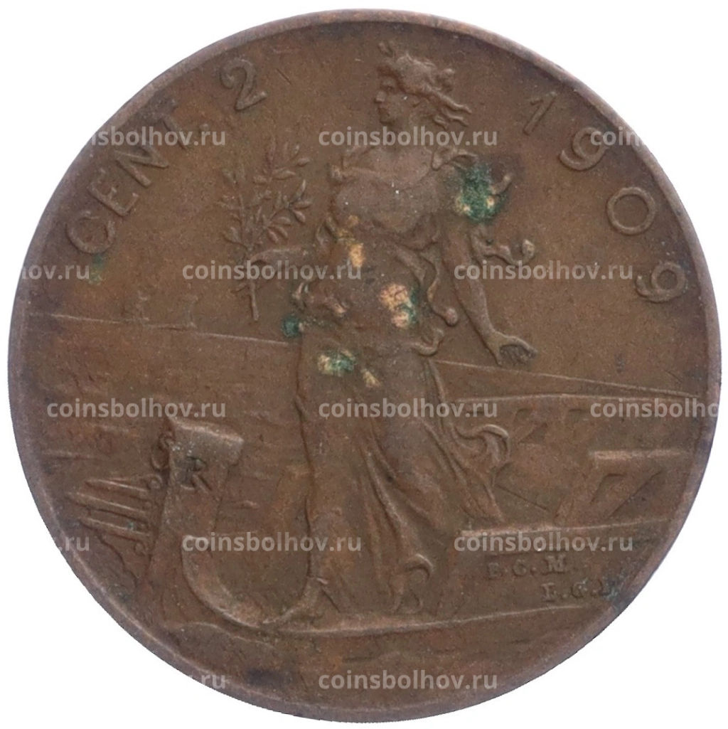 2 чентезимо 1909 года Италия