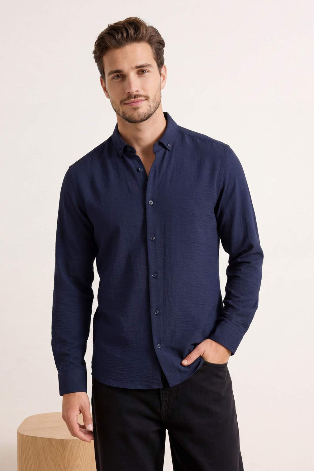 Lacivert Regular Erkek Gomlek TMNSS26GO00008 - Trendyolmilla фото 22