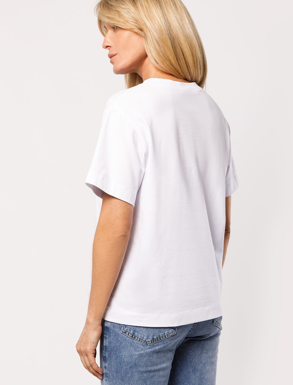 Футболка из премиального хлопка с принтом стразами - Vilatte фото 4