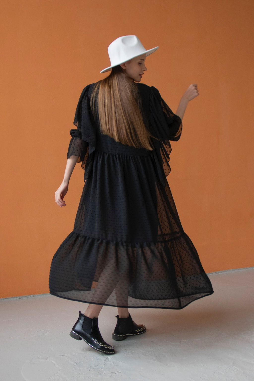 Платье шифон LOVE052/02/Черный