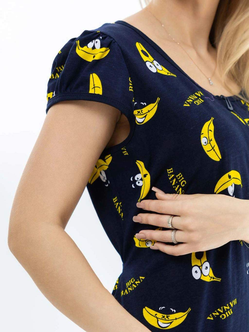 Халат женский, цвет темно-синий желтый