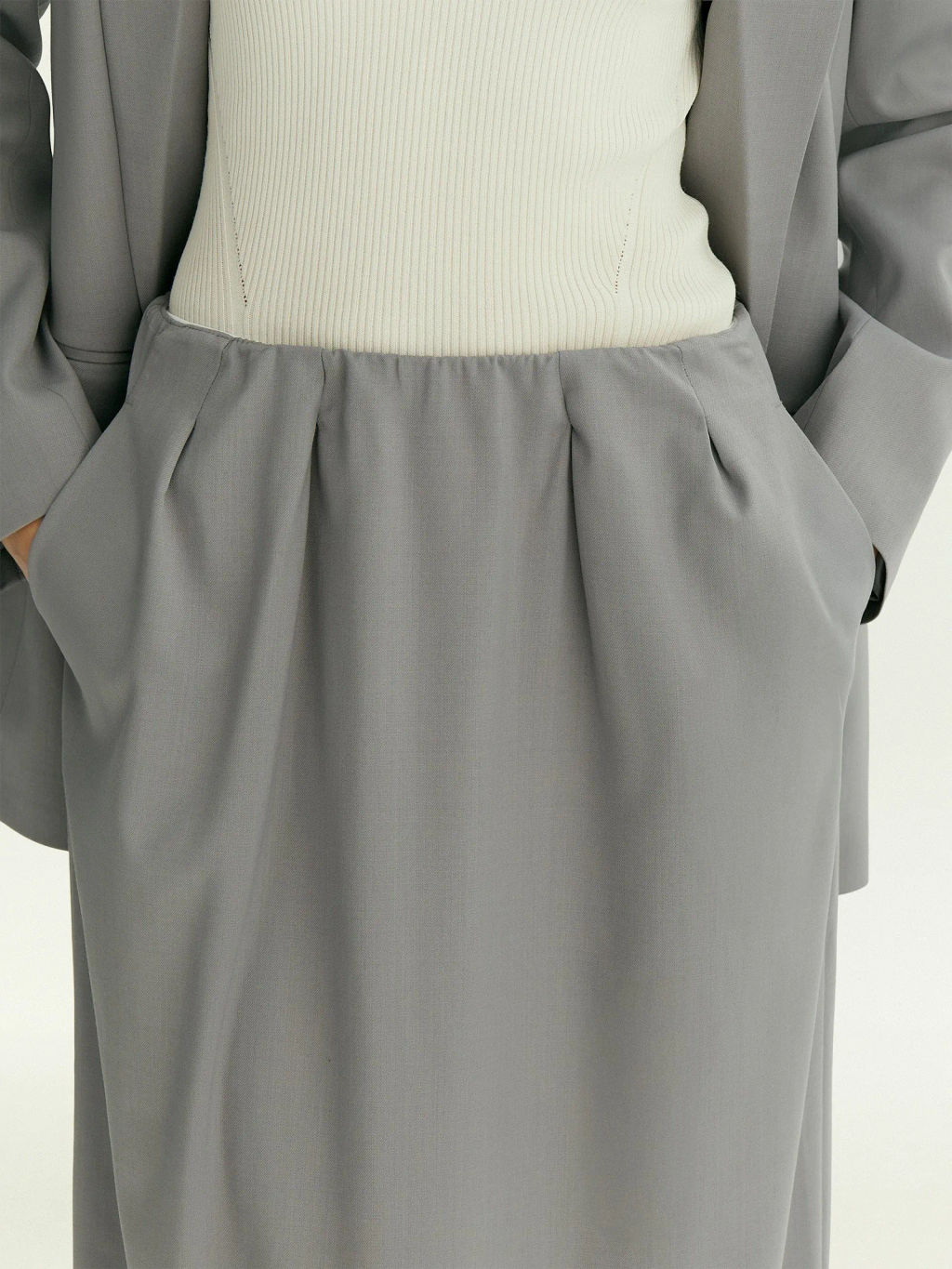 Юбка миди на резинке из костюмной шерсти, S1124/peter - Emka фото 4