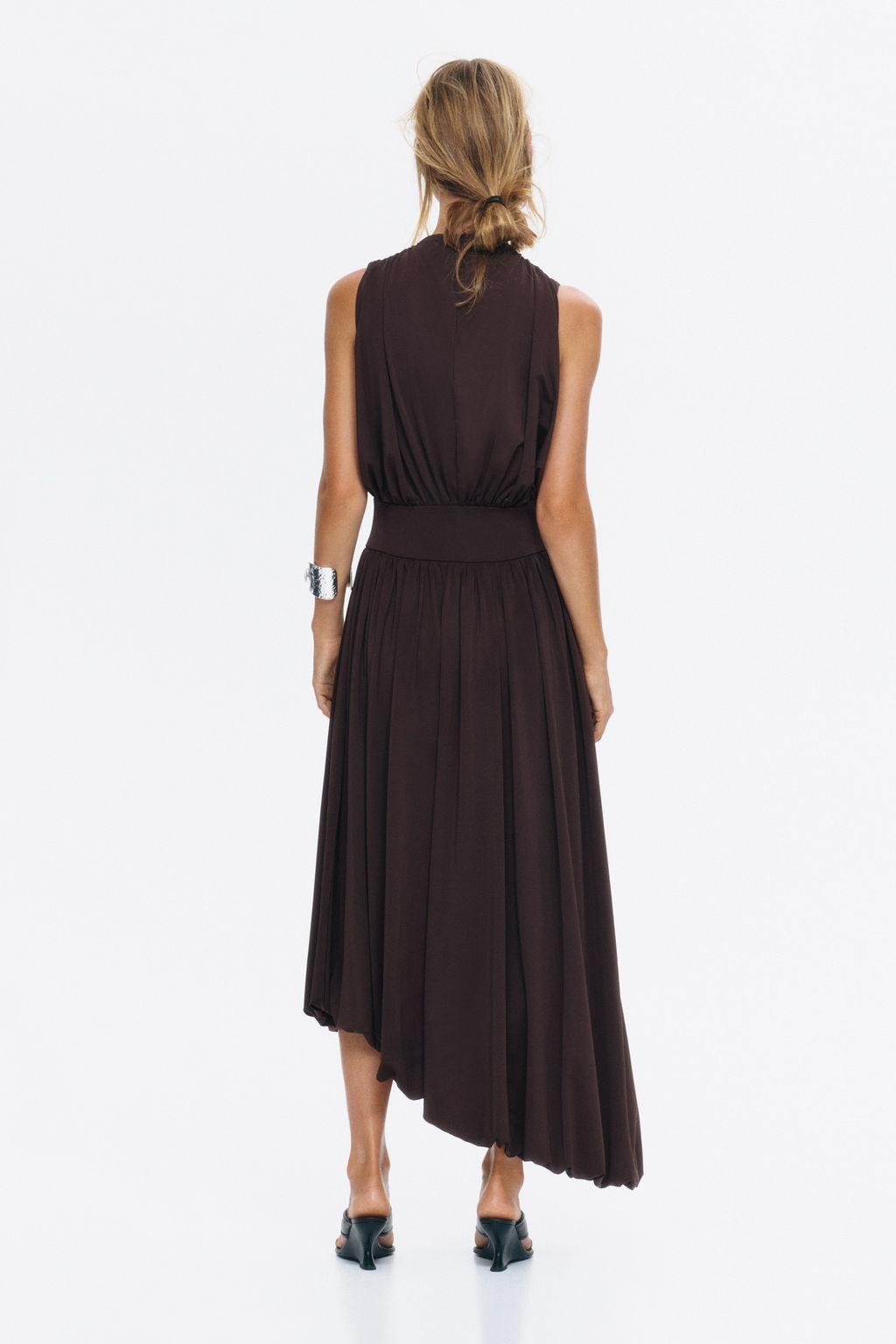 Vestido drapeado con cuello perkins - H&m фото 3