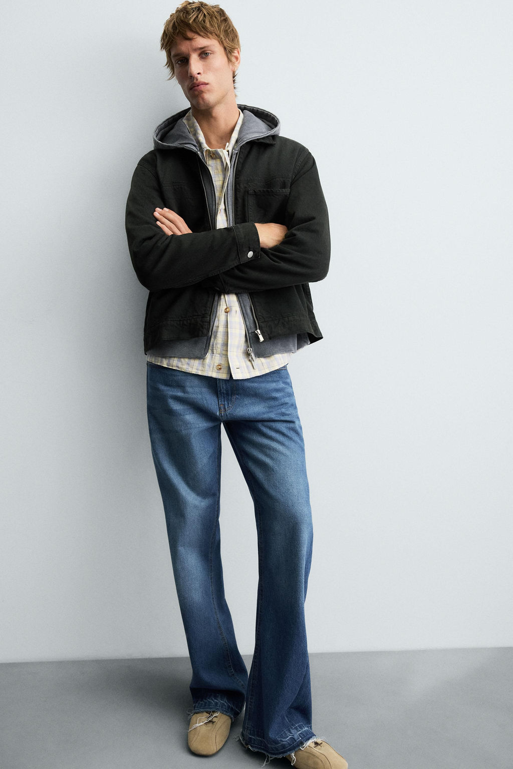 DENIM ZIP-UP OVERSHIRT