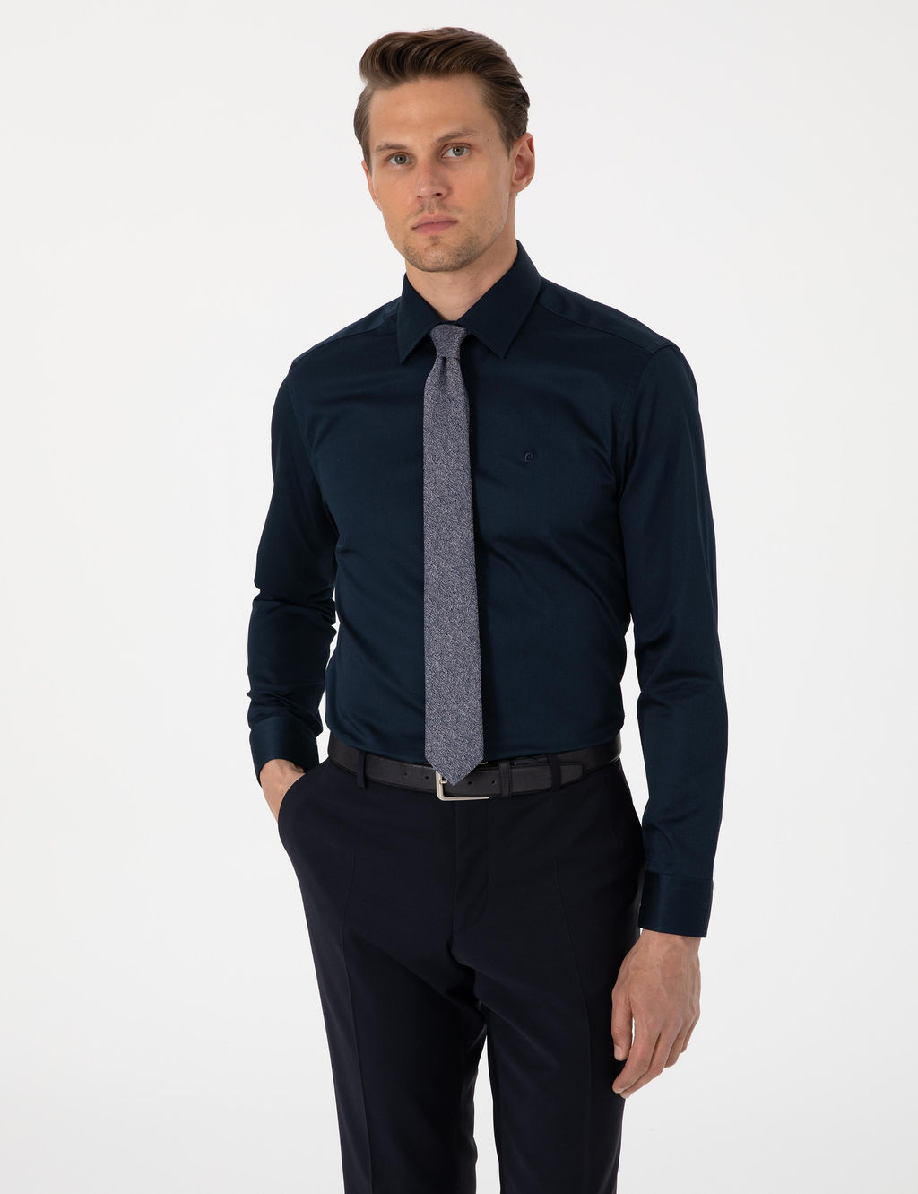 Lacivert Slim Fit Uzun Kollu Basic G_mlek - Pierre cardin фото 8