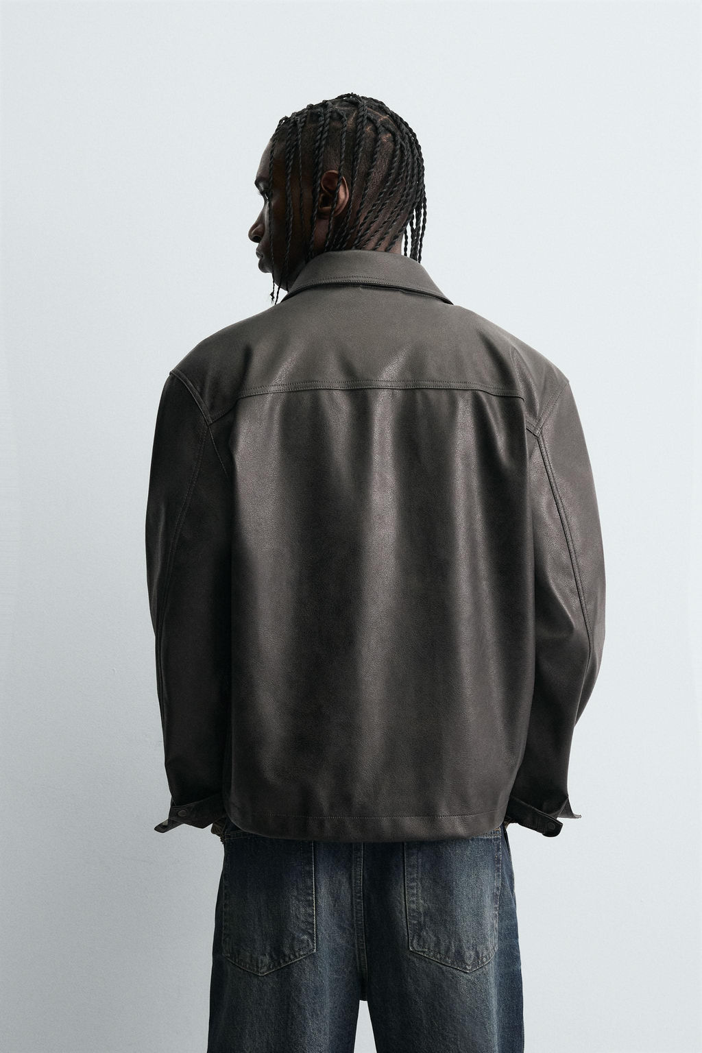 WASHED FAUX LEATHER OVERSHIRT - Zara фото 3