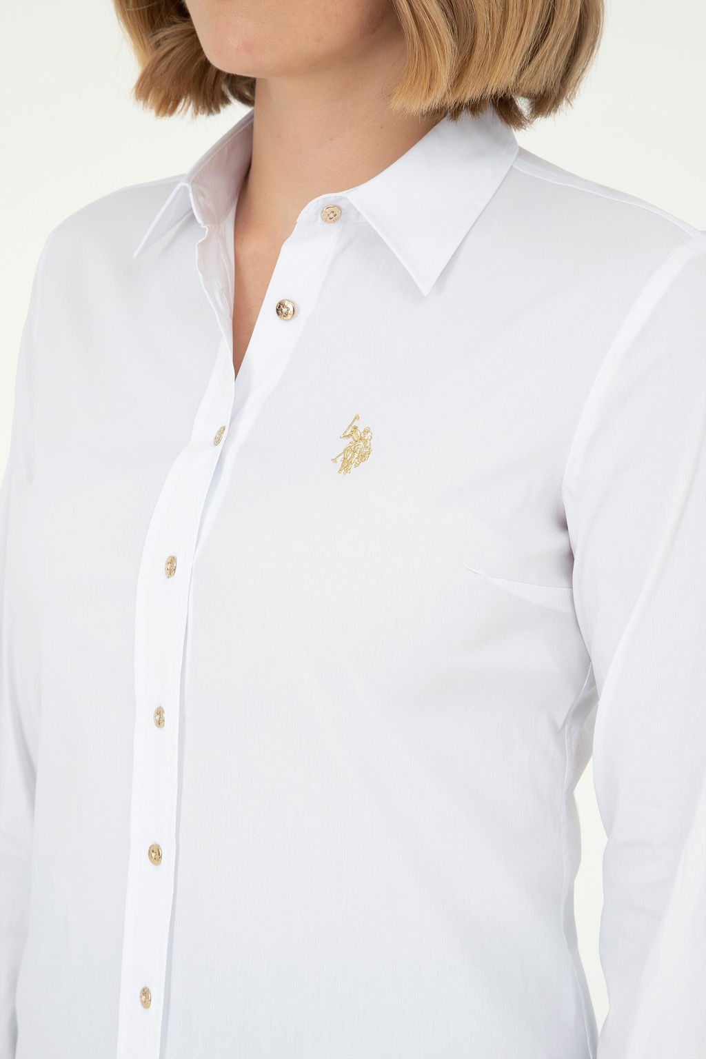 Рубашка U.S. Polo Assn Basic белая с длинным рукавом
